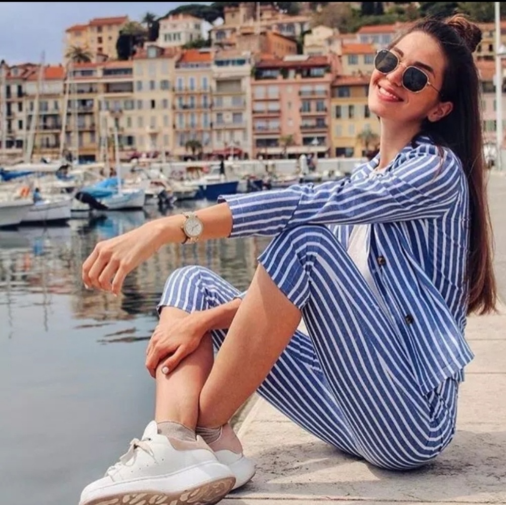 2 set Double Button Notched Collar Blazer and Pant - Picture 3 of 8